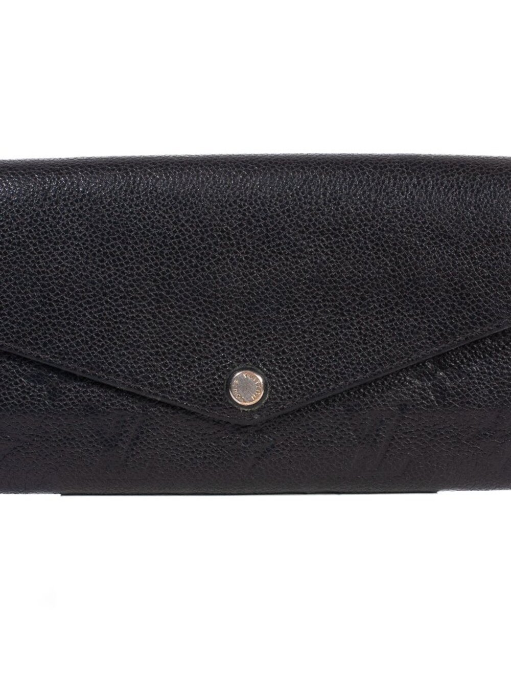 Authentic Louis Vuitton Black Monogram Empreinte Leather Sarah Wallet